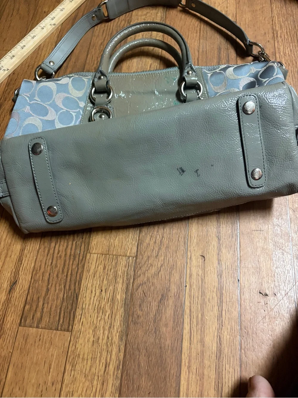 Coach Green and Gray Signature Shoulder Bag